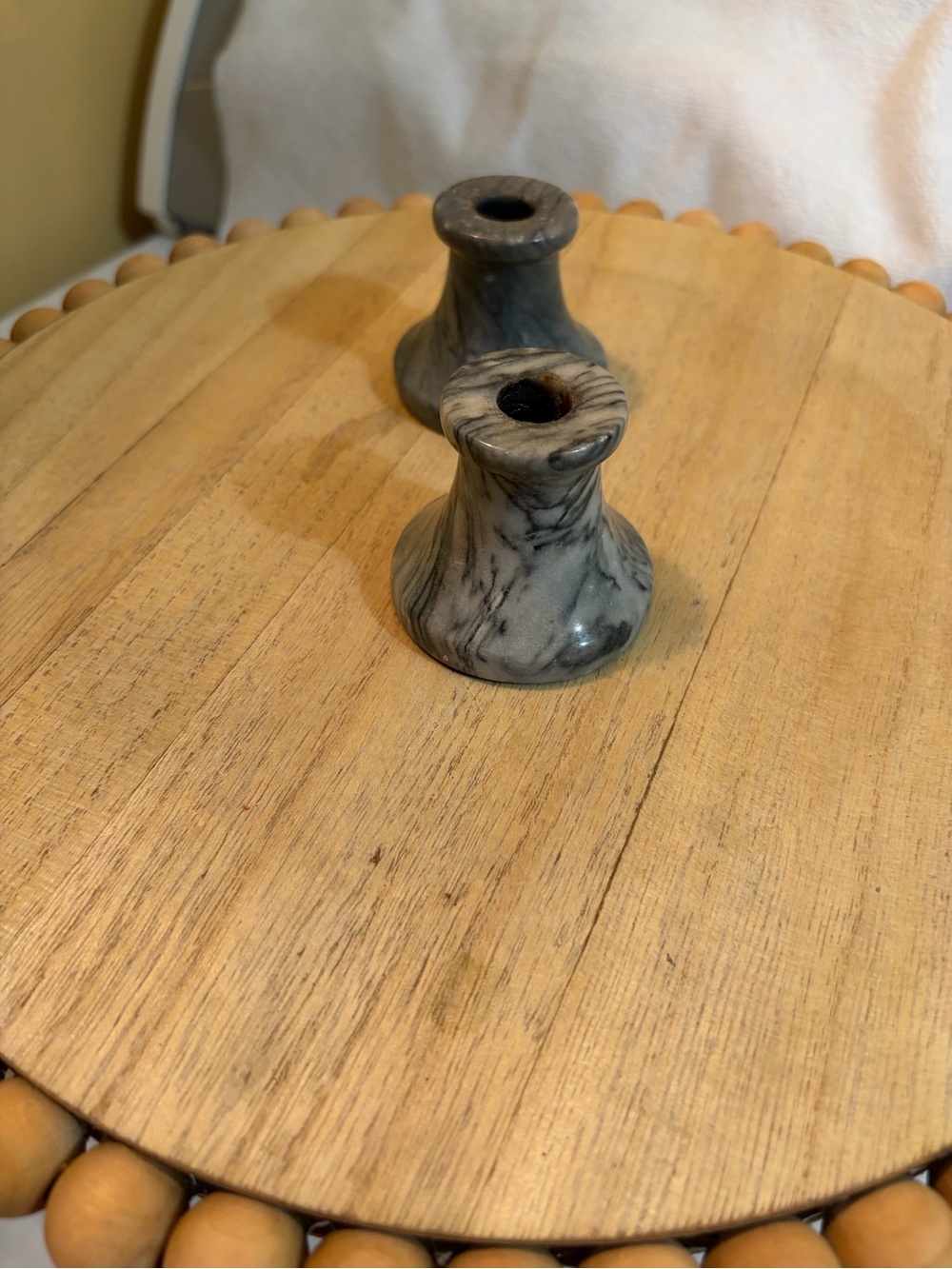 Gray Marble Taper Candle Holders Set - Pair - Picture 5 of 7